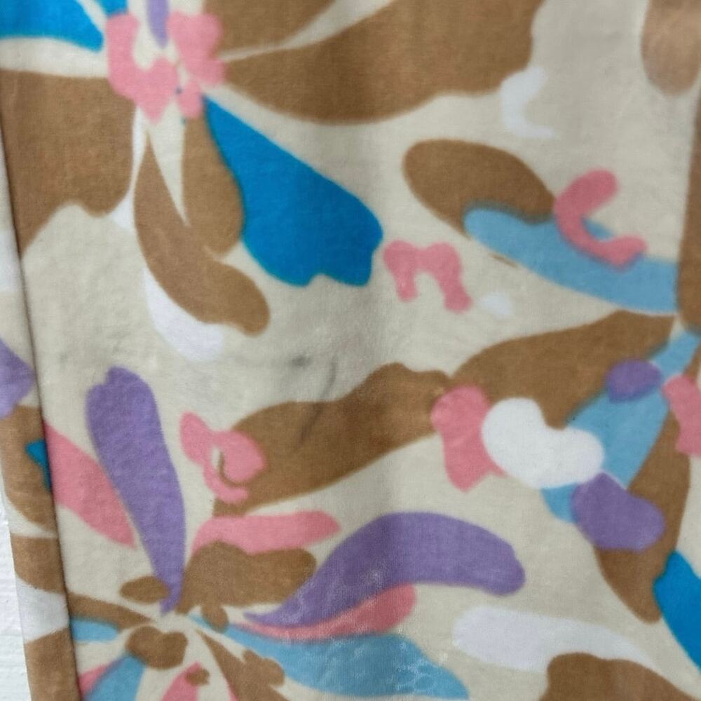 Juicy Couture 1X Floral Velour Pants Wide Leg Y2K Retro Lounge Pink Blue - Picture 9 of 10